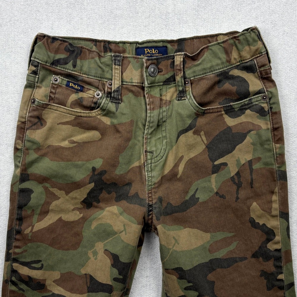 Polo Ralph Lauren Sullivan Slim Pants Boys 12 Green Camo Stretch Twill Chinos - Picture 2 of 15